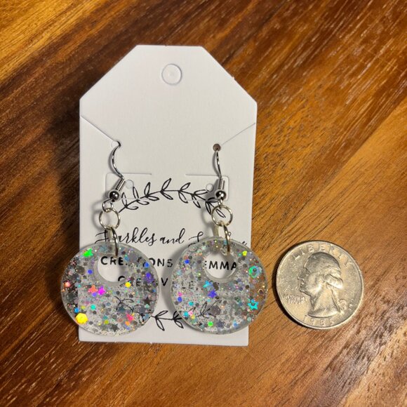 Holographic Glitter Circular Earrings - Picture 1 of 1